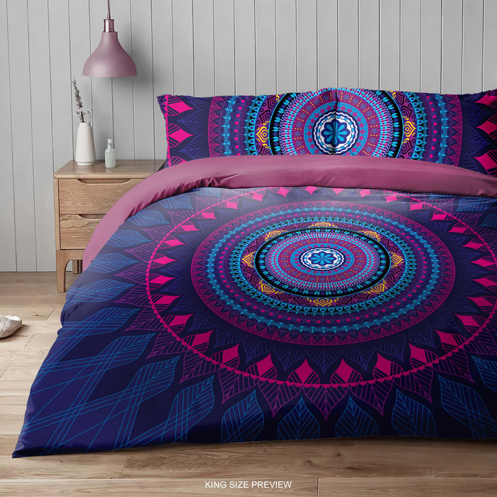 Boho Mandala Bedding Set, Ethnic-Inspired Colorful Comforter Set, Mystical Mandala Design Sheet Set, B30