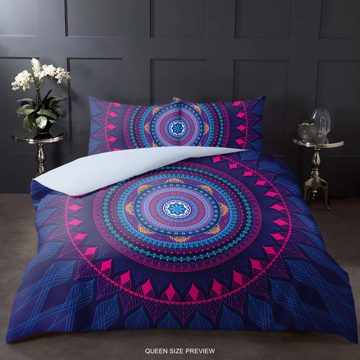 Boho Mandala Bedding Set, Ethnic-Inspired Colorful Comforter Set, Mystical Mandala Design Sheet Set, B30