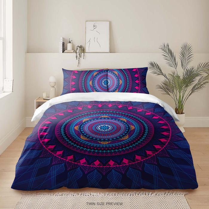 Boho Mandala Bedding Set, Ethnic-Inspired Colorful Comforter Set, Mystical Mandala Design Sheet Set, B30