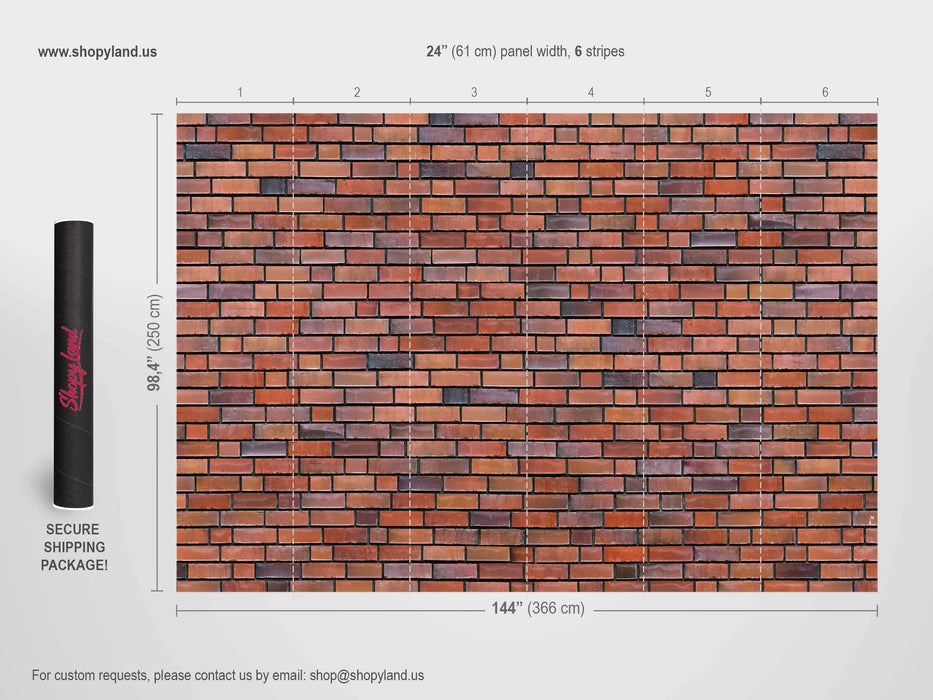 Industrial Rustic Clinker Brick Wallpaper – Realistic Brick Wall Mural for Modern Interiors by ShopyLand, W218