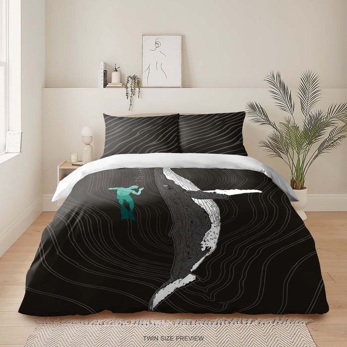 Deep Blue Sea Bedding Set – Ocean Diving Duvet Cover – Nautical Comforter Set by ShopyLand, B39