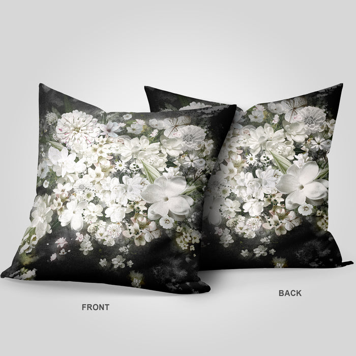 Spring Flowers Decorative Cover, Noir Blossom Throw Pillow, Vintage Garden Decorative Sham, P09-1