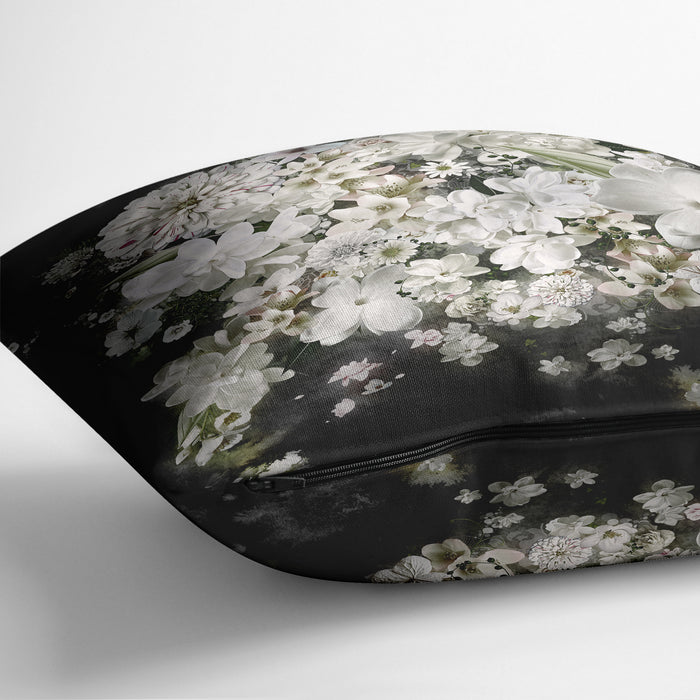 Spring Flowers Decorative Cover, Noir Blossom Throw Pillow, Vintage Garden Decorative Sham, P09-1