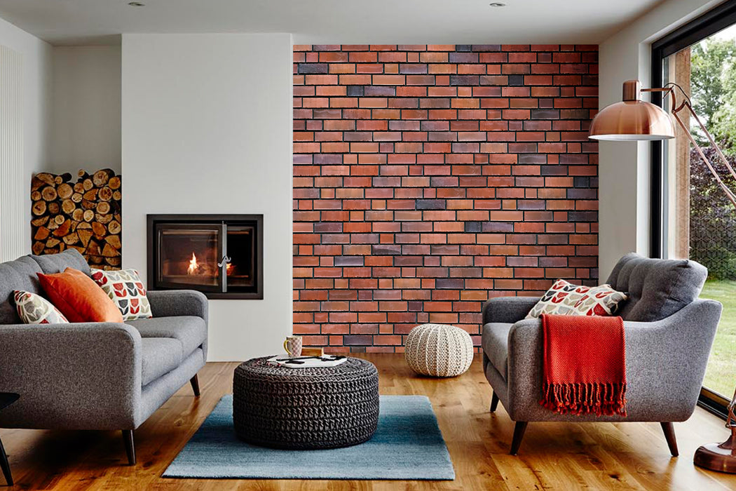 Industrial Rustic Clinker Brick Wallpaper – Realistic Brick Wall Mural for Modern Interiors by ShopyLand, W218