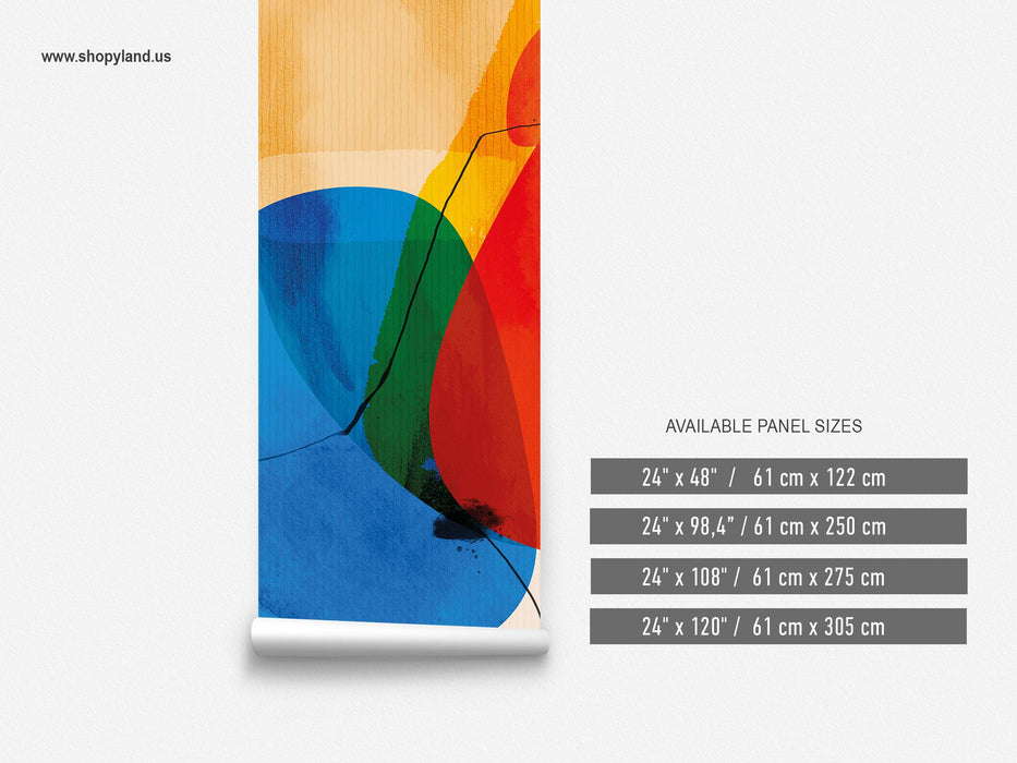 Colorful Abstract Wallpaper – Expressive Artistic Wall Mural – Contemporary Removable or Unpasted Design by ShopyLand, W86