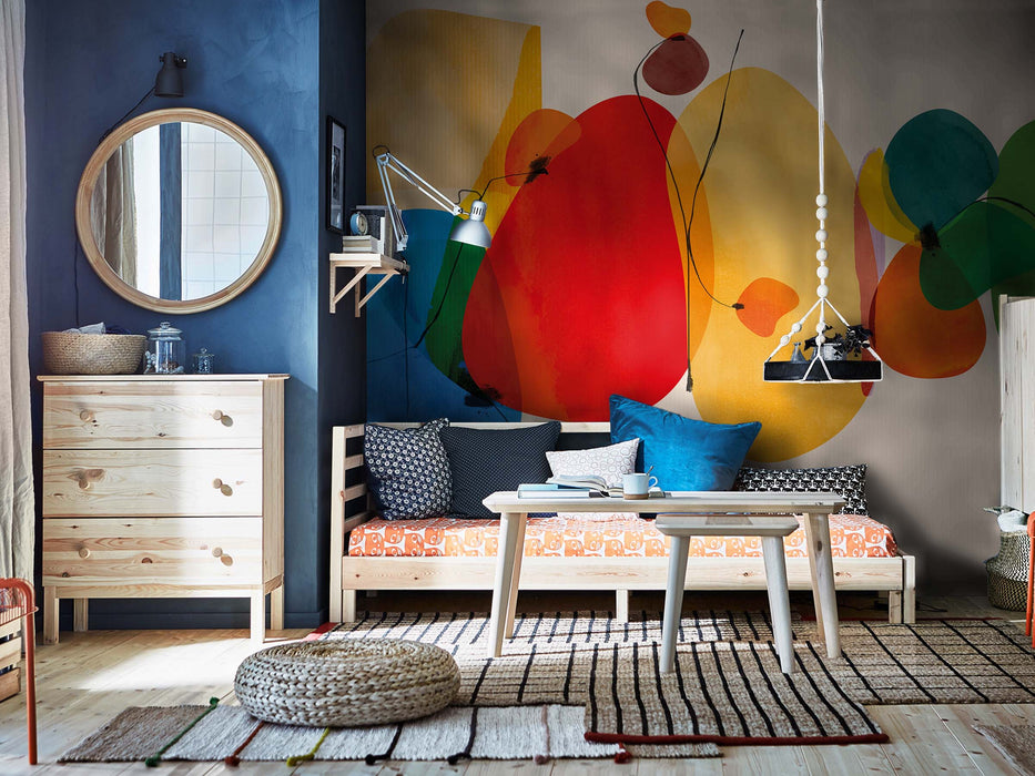 Colorful Abstract Wallpaper – Expressive Artistic Wall Mural – Contemporary Removable or Unpasted Design by ShopyLand, W86