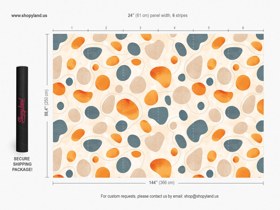 Mid-Century Organic Shapes Wallpaper – Retro Abstract Pebble Pattern Wall Mural – Peel & Stick or Traditional by ShopyLand, W87