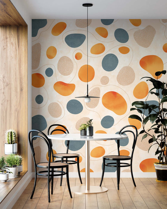 Mid-Century Organic Shapes Wallpaper – Retro Abstract Pebble Pattern Wall Mural – Peel & Stick or Traditional by ShopyLand, W87