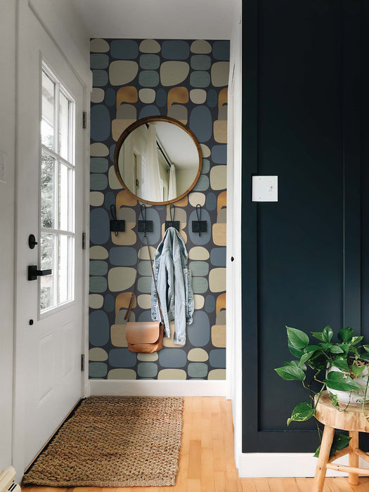 Abstract Pebble Wallpaper – Mid-Century Modern Retro Wall Mural – Removable or Unpasted Wallcovering by ShopyLand, W98