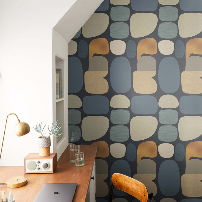 Abstract Pebble Wallpaper – Mid-Century Modern Retro Wall Mural – Removable or Unpasted Wallcovering by ShopyLand, W98