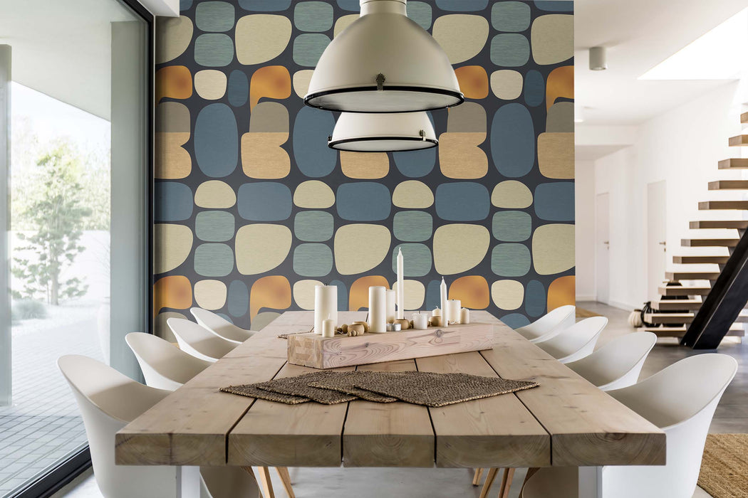 Abstract Pebble Wallpaper – Mid-Century Modern Retro Wall Mural – Removable or Unpasted Wallcovering by ShopyLand, W98