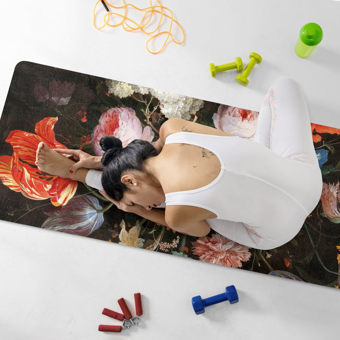 Dutch Flowers Yoga Mat with Strap - Professional Non-Slip Pilates Rug - Bohemian Floral Fitness by ShopyLand, Y92