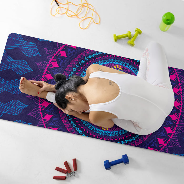 Personalized Colorful Yoga Rug, Multicolor Mandala Pilates Pad, Customized Rainbow Flow Fitness Mat, Y30