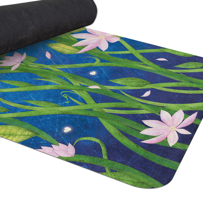 Blooming Night Flowers Yoga Mat – Personalized Yoga & Pilates Mat with Strap by ShopyLand, Y76