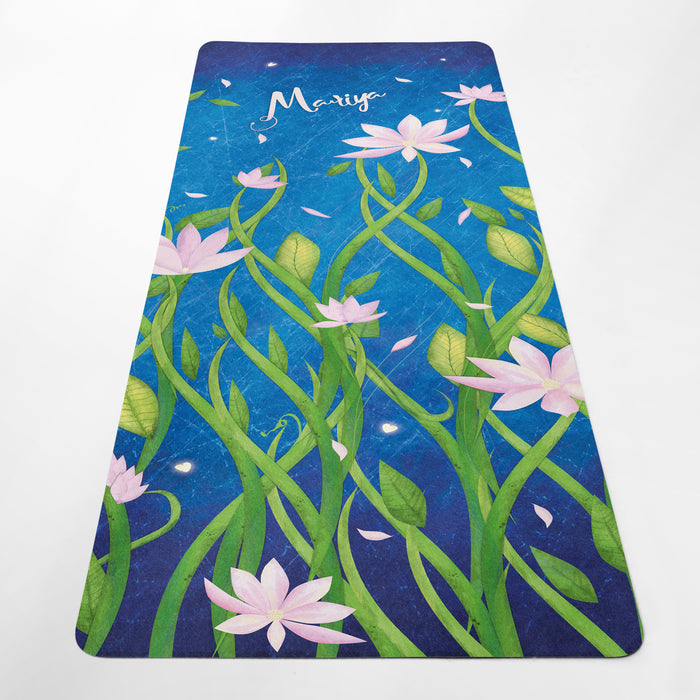Blooming Night Flowers Yoga Mat – Personalized Yoga & Pilates Mat with Strap by ShopyLand, Y76