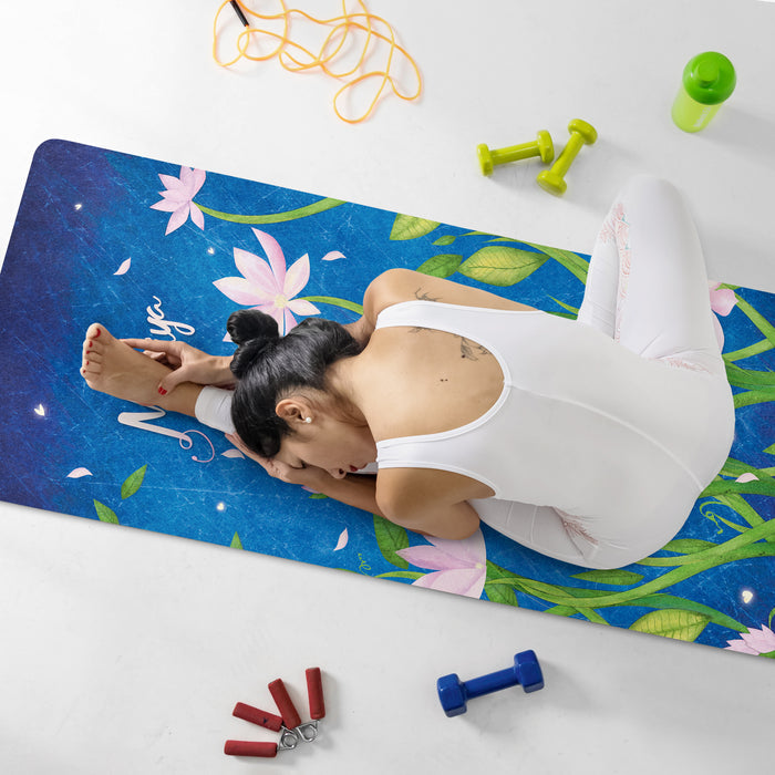 Blooming Night Flowers Yoga Mat – Personalized Yoga & Pilates Mat with Strap by ShopyLand, Y76
