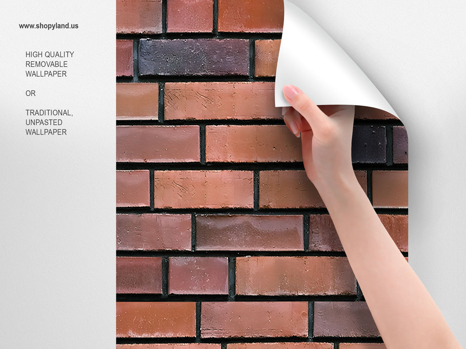 Industrial Rustic Clinker Brick Wallpaper – Realistic Brick Wall Mural for Modern Interiors by ShopyLand, W218