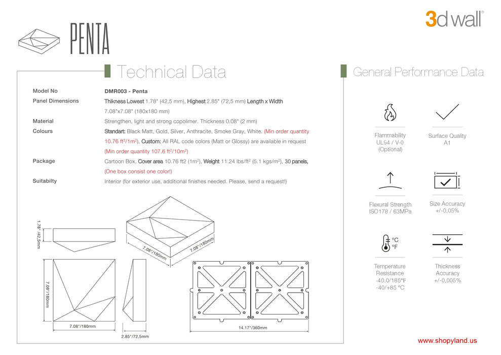 PENTA Design 3D стенен панел, модерни съполимерни декоративни стенни облицовки, луксозна 3D декоративна система за облицовка на стени