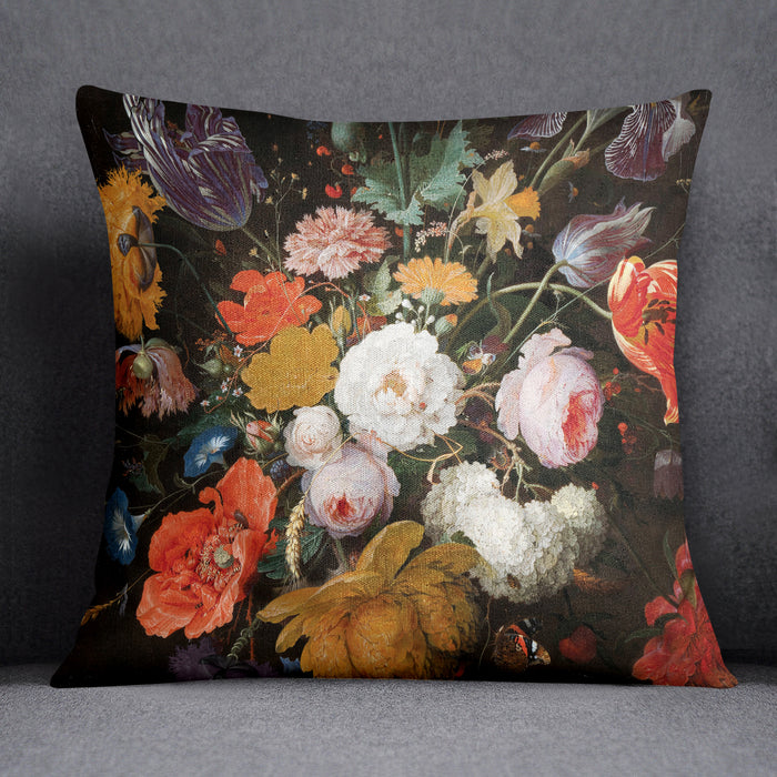 Oil Painting Flower Pillowcases, Dutch Flowers Pillows, Zippered Floral Art Cushion Covers,Baroque Style Flower Pillow Shams, P12