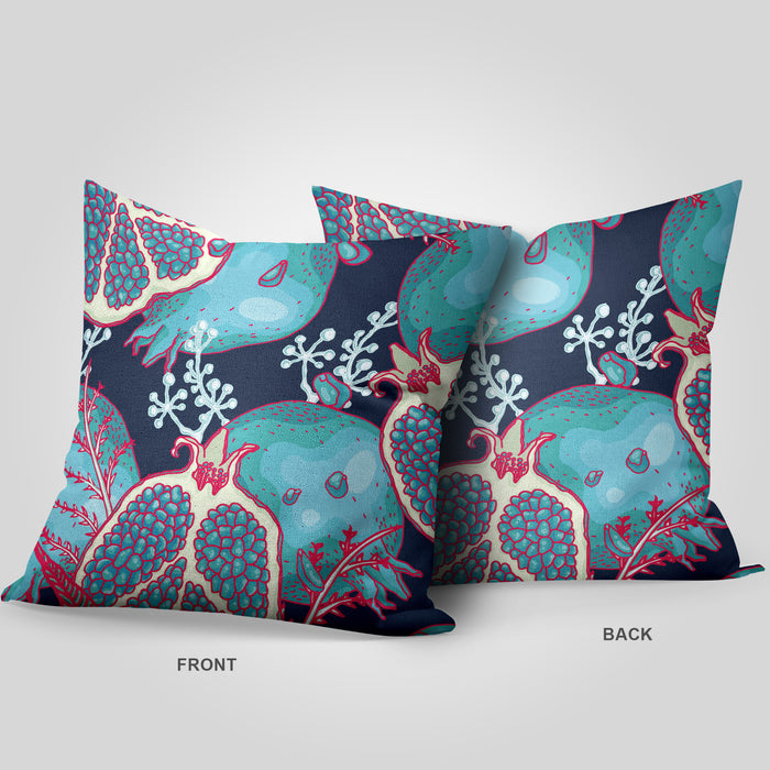 Vintage Pomegranate Throw Pillow, Boho Hand-Sketched Pillow Cushion, Juicy Watercolor Fruit Pillow Sham, Tropical Watercolor Cushion, P20