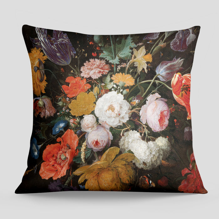 Oil Painting Flower Pillowcases, Dutch Flowers Pillows, Zippered Floral Art Cushion Covers,Baroque Style Flower Pillow Shams, P12