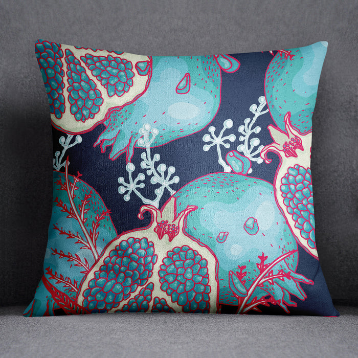 Vintage Pomegranate Throw Pillow, Boho Hand-Sketched Pillow Cushion, Juicy Watercolor Fruit Pillow Sham, Tropical Watercolor Cushion, P20