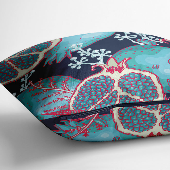 Vintage Pomegranate Throw Pillow, Boho Hand-Sketched Pillow Cushion, Juicy Watercolor Fruit Pillow Sham, Tropical Watercolor Cushion, P20