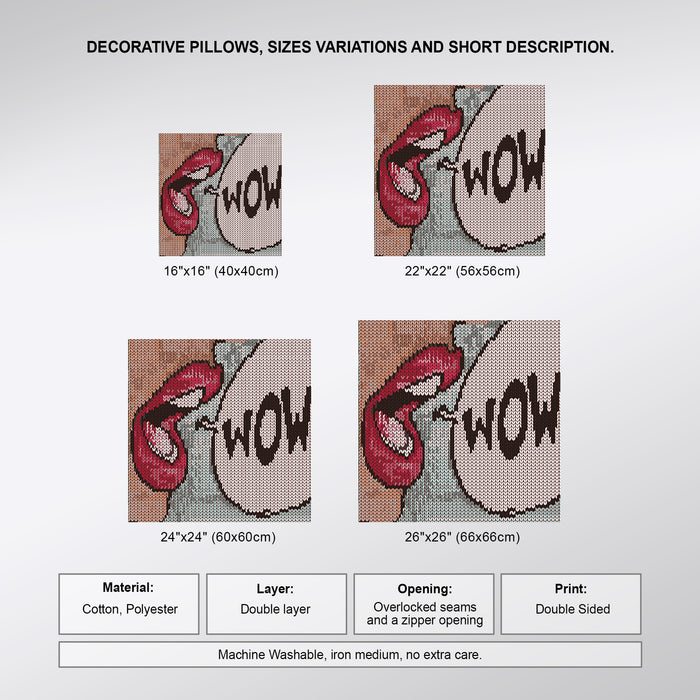 Colorful Pop Art Culture Pillow Cover, WOW Decorative Art Pillow, Cartoon Chic Decorative Cushion, P04