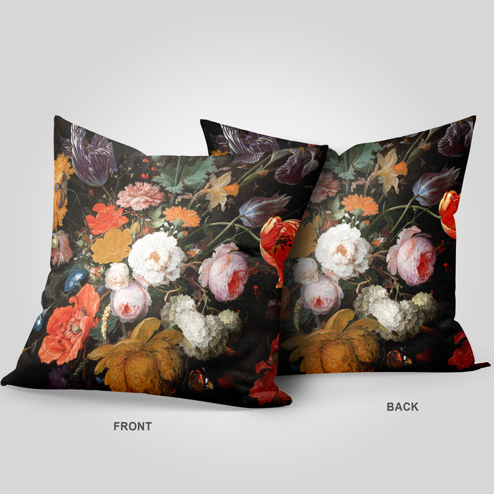 Oil Painting Flower Pillowcases, Dutch Flowers Pillows, Zippered Floral Art Cushion Covers,Baroque Style Flower Pillow Shams, P12