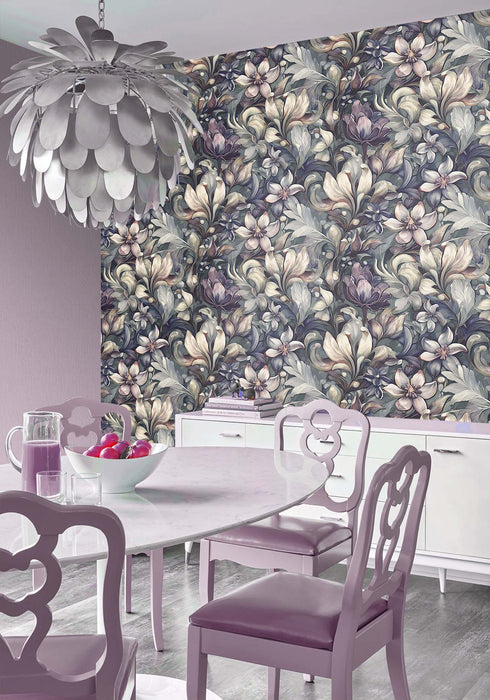 Victorian Dark Floral Wallpaper – Antique Botanical Mural – Vintage Garden Peel & Stick or Unpasted Wallcovering by ShopyLand, W233