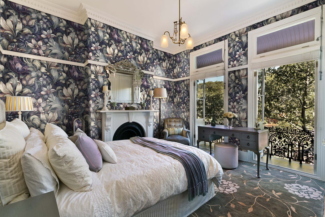 Victorian Dark Floral Wallpaper – Antique Botanical Mural – Vintage Garden Peel & Stick or Unpasted Wallcovering by ShopyLand, W233