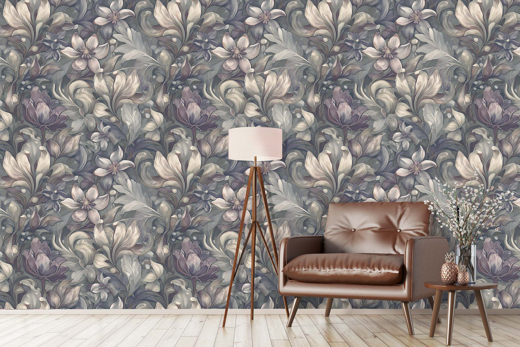Victorian Dark Floral Wallpaper – Antique Botanical Mural – Vintage Garden Peel & Stick or Unpasted Wallcovering by ShopyLand, W233
