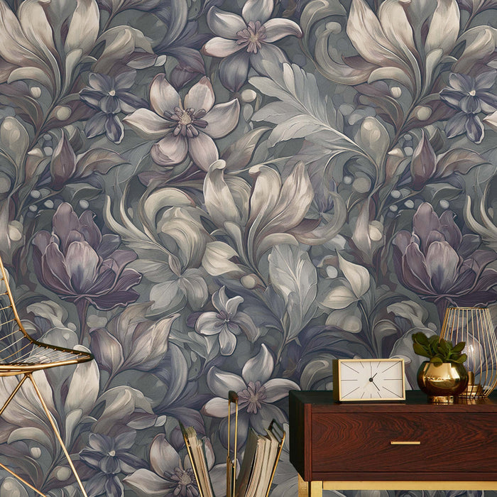 Victorian Dark Floral Wallpaper – Antique Botanical Mural – Vintage Garden Peel & Stick or Unpasted Wallcovering by ShopyLand, W233