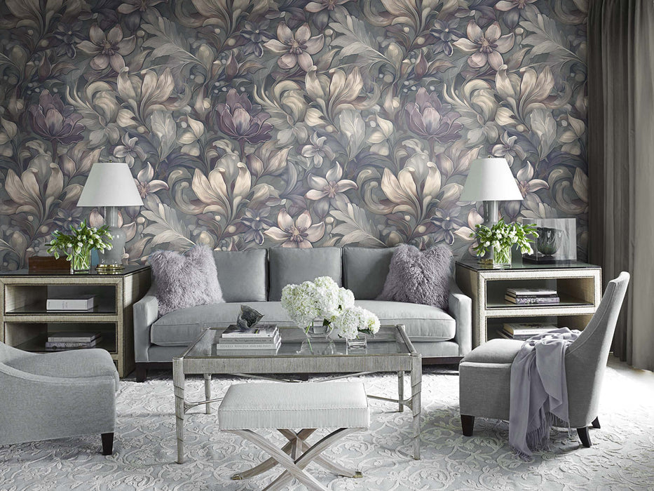 Victorian Dark Floral Wallpaper – Antique Botanical Mural – Vintage Garden Peel & Stick or Unpasted Wallcovering by ShopyLand, W233