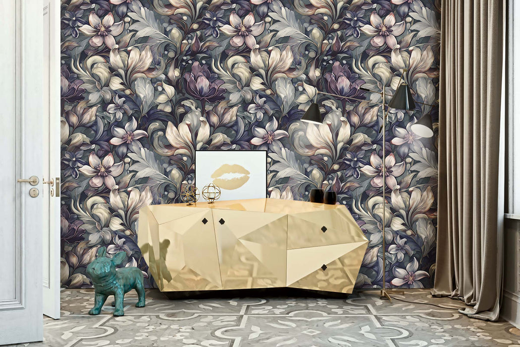 Victorian Dark Floral Wallpaper – Antique Botanical Mural – Vintage Garden Peel & Stick or Unpasted Wallcovering by ShopyLand, W233