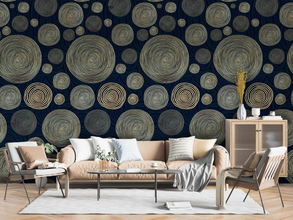 Geometric Circles Wallpaper – Modern Abstract Wall Mural in Urban Twilight Tones – Peel & Stick or Unpasted Wallcovering by ShopyLand, W230