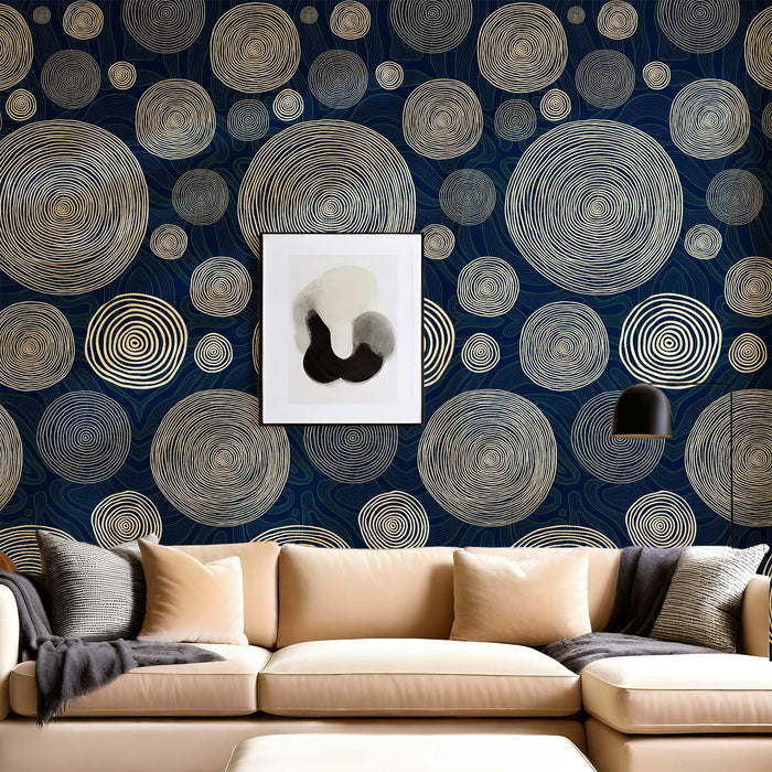 Geometric Circles Wallpaper – Modern Abstract Wall Mural in Urban Twilight Tones – Peel & Stick or Unpasted Wallcovering by ShopyLand, W230