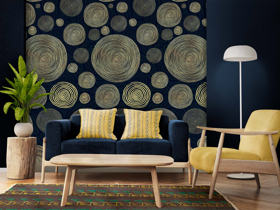 Geometric Circles Wallpaper – Modern Abstract Wall Mural in Urban Twilight Tones – Peel & Stick or Unpasted Wallcovering by ShopyLand, W230