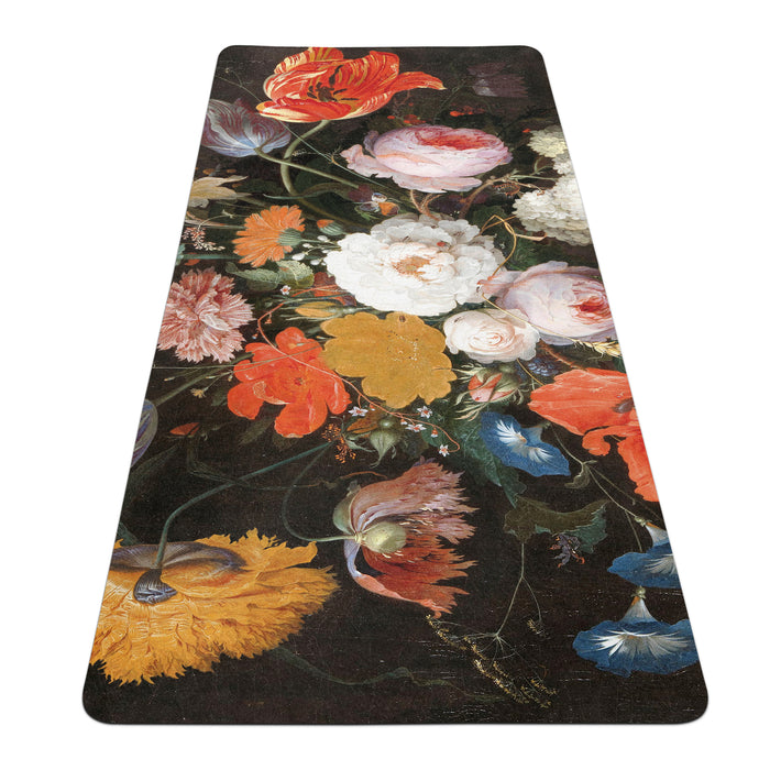 Dutch Flowers Yoga Mat with Strap - Professional Non-Slip Pilates Rug - Bohemian Floral Fitness by ShopyLand, Y92
