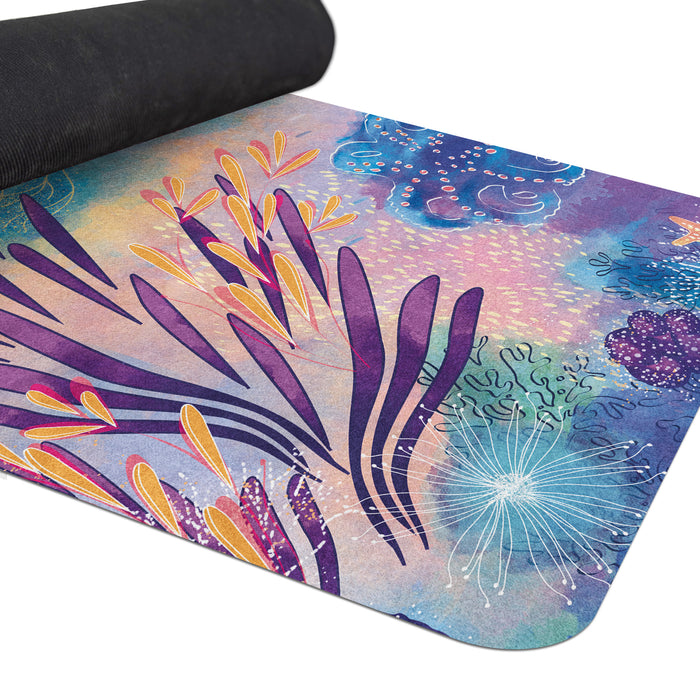 Coral Reef Yoga Mat – Personalized Natural Rubber Yoga Rug with Strap – Sea Flowers Pilates Mat & Fitness Rug by ShopyLand, Y216