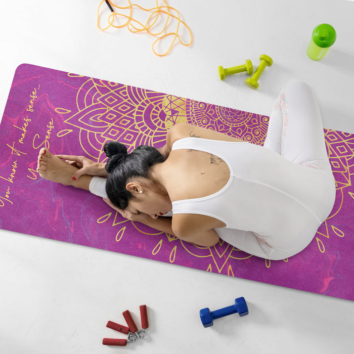Ръчно изработена постелка за йога Sahasrara Mandala, подложка за пилатес Chakra Harmony, индивидуална постелка за тренировка Cosmic Balance, персонализирано килимче за фитнес, Y203