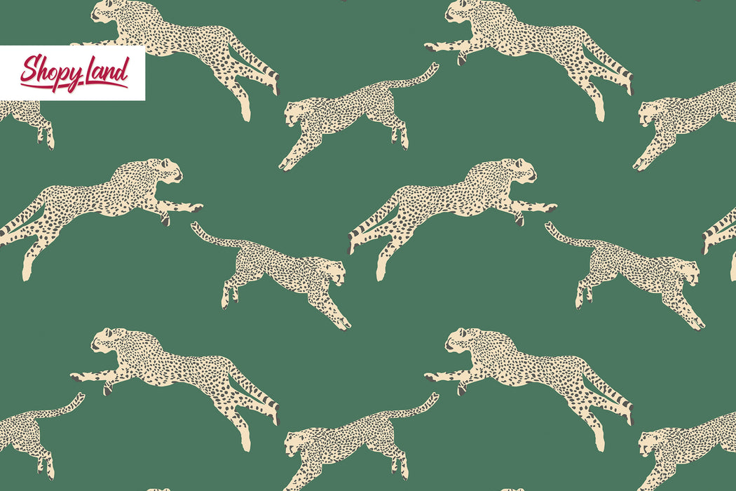 Leopard Removable Wallpaper, Leaping Cheetah Peel and Stick Wallpaper, Classic Animal Print Wallpaper, W164