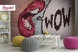 Pop Art Removable Wallpaper, Pop Art Wall Mural, Pop Art Mouth Peel and Stick Wallpaper, Big Lips Temporary Wall Mural, W2