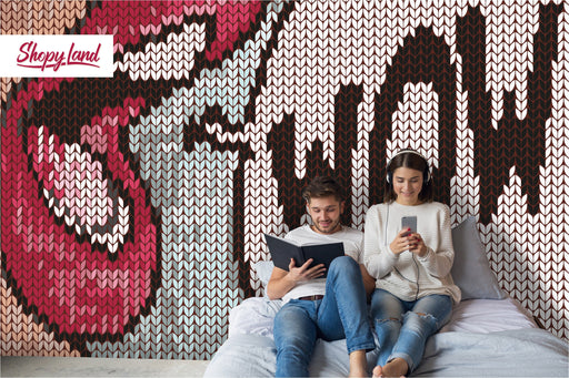 Pop Art Removable Wallpaper, Pop Art Wall Mural, Pop Art Mouth Peel and Stick Wallpaper, Big Lips Temporary Wall Mural, W2