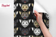 Cat Face Removable Wallpaper, Crazy Cat Snout Peel and Stick, Cat Wallpaper, Cats Wall Mural, Dark Designer Wallpaper, W135