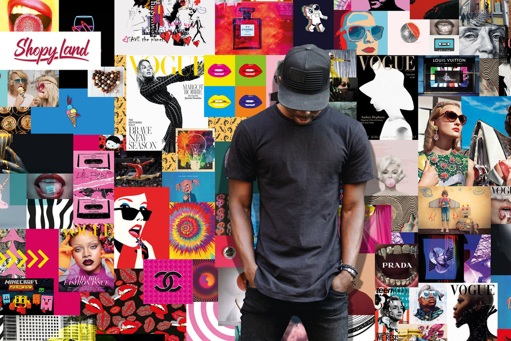 Aesthetic Wall Collage, Collage Peel and Stick Wallpaper, Collage Removable Wallpaper, Contemporary Wallpaper, Fashion Collage Kit, W157