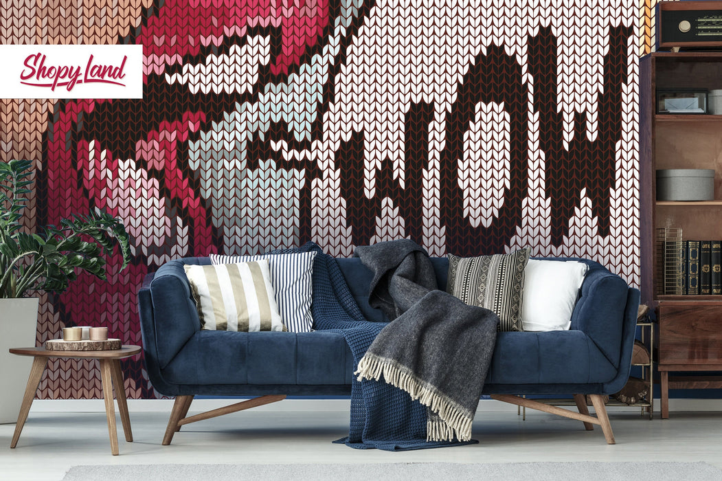 Pop Art Removable Wallpaper, Pop Art Wall Mural, Pop Art Mouth Peel and Stick Wallpaper, Big Lips Temporary Wall Mural, W2