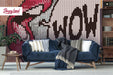 Pop Art Removable Wallpaper, Pop Art Wall Mural, Pop Art Mouth Peel and Stick Wallpaper, Big Lips Temporary Wall Mural, W2