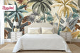 Subtle Jungle Removable Wallpaper, Modern Colors Tropical Wallpaper, Tropical Peel and Stick Wallpaper, Palm trees wallpaper, W162