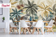 Subtle Jungle Removable Wallpaper, Modern Colors Tropical Wallpaper, Tropical Peel and Stick Wallpaper, Palm trees wallpaper, W162